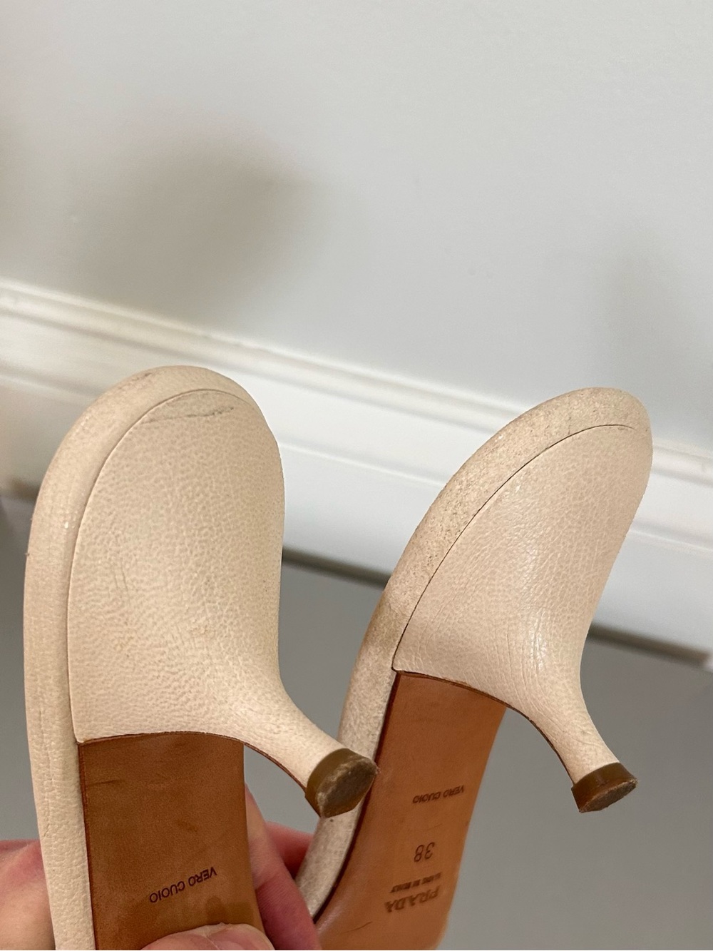 Prada Women's Cream Crochet Lace & Beaded Slide Kitten Heels | 2000s - Picture 10 of 10
